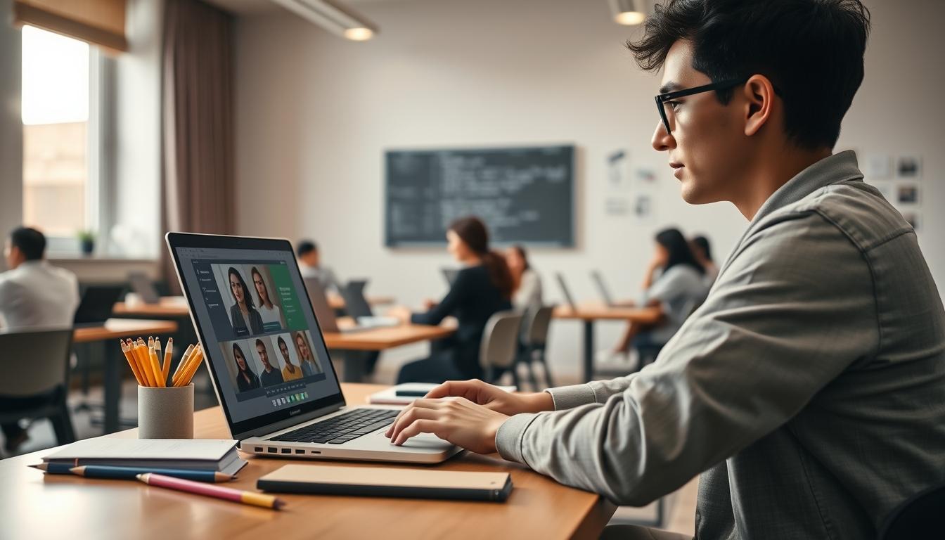 Student using online courses for flexible education